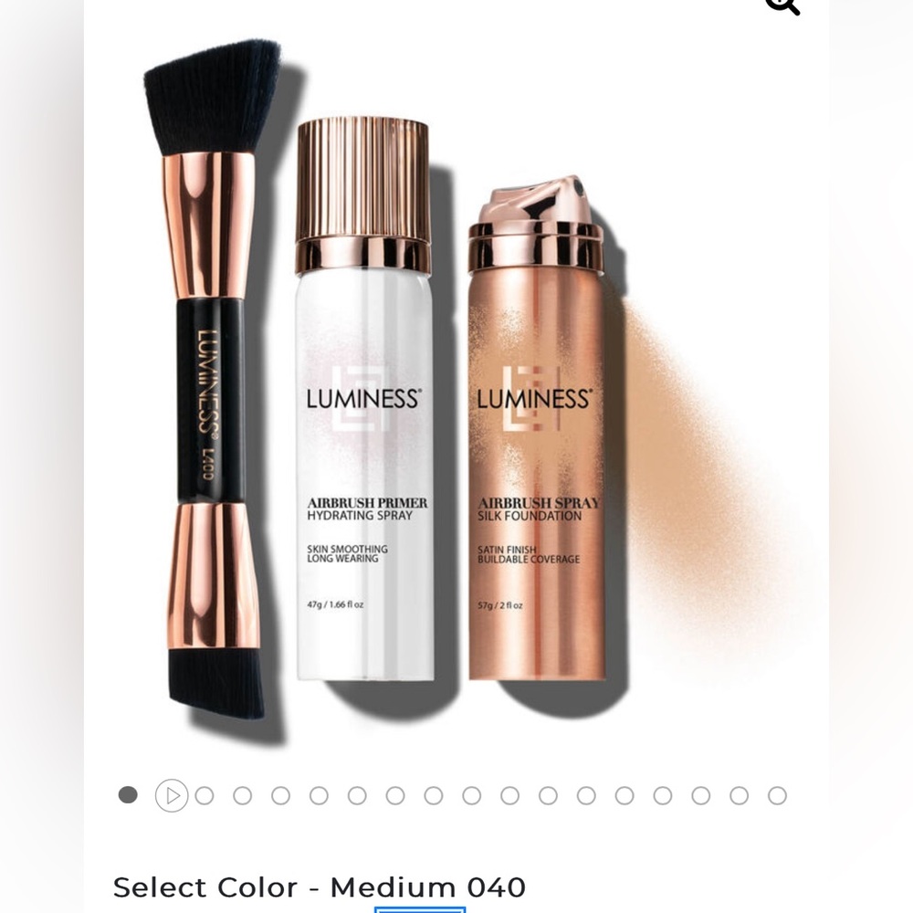 LUMINESS medium spray foundation with makeup sealant and hydrating primer.